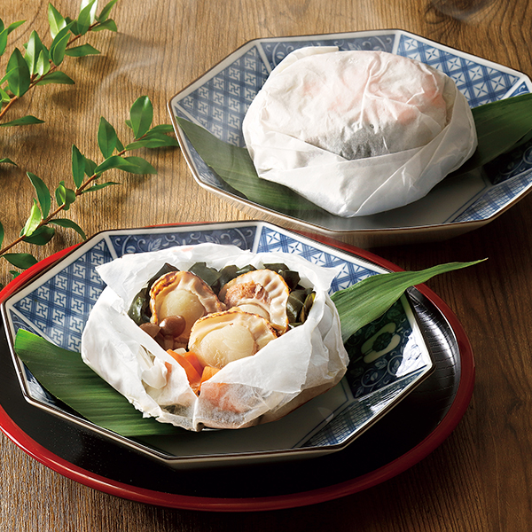 ホタテ＆わかめの包み蒸し