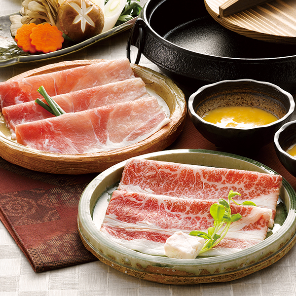 黒毛和牛と黒豚のすきやき肉