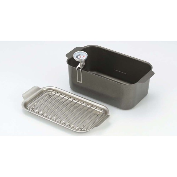 「食彩亭」角型蓋付天ぷら鍋（アミ・温度計付）