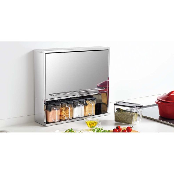 ステンレススパイスストッカー2段 ワイド ミラー