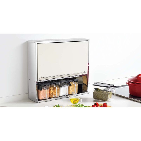 ステンレススパイスストッカー2段 ワイド ホワイト