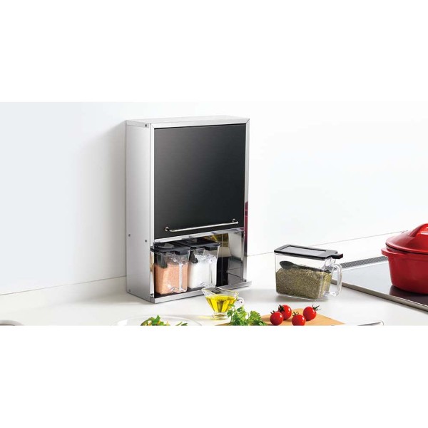 ステンレススパイスストッカー2段 スリム ブラック