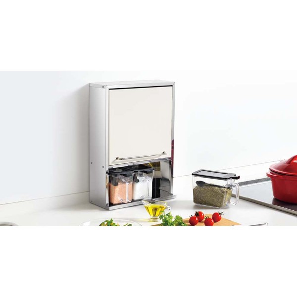 ステンレススパイスストッカー2段 スリム ホワイト