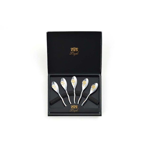 紅梅 つや消し 部分金 コーヒースプーンセット 5pc
