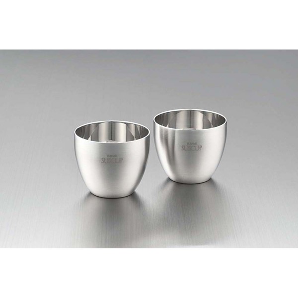 18-8ステンレス二重構造 ヘアライン仕上げ さくらぐい呑みペア