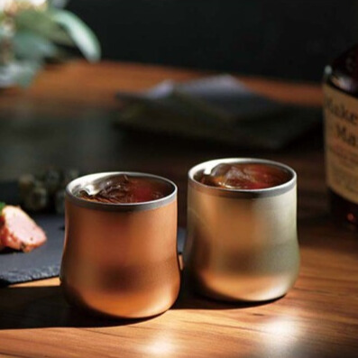 18-8ステンレス二重構造エレガンス DXフリーカップペア シャンパンゴールド・シャンパンシルバー