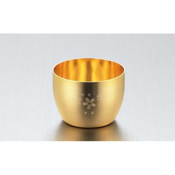 「金の贅 桜」18-8ステンレス金めっき仕上ぐい呑み