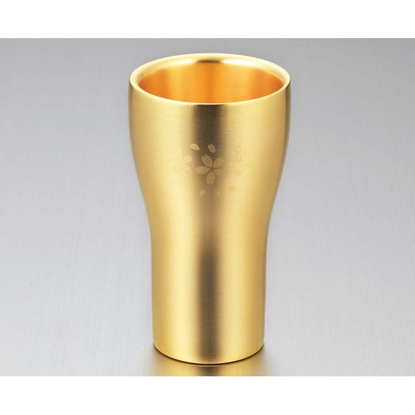 「金の贅 桜」18-8ステンレスＷ構造タンブラー金めっき仕上