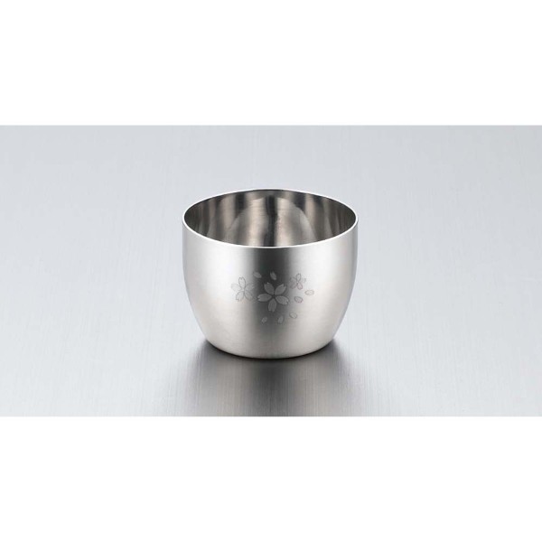 18-8ステンレスぐい呑み（サテン仕上げ 桜）