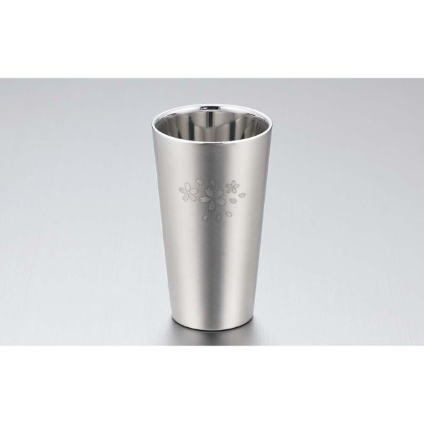 18-8ステンレスＷ構造タンブラー（サテン仕上げ 桜）