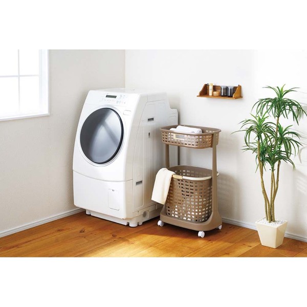 2段ランドリーバスケット ココアブラウン