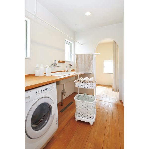 「レクエア」ランドリーバスケット ハンガー付き ホワイト