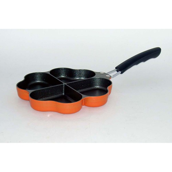 IH対応 しあわせを呼ぶ四つ葉のフライパン（オレンジ）