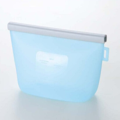 くり返し使えるシリコン保存バッグ1,000㎖ブルー