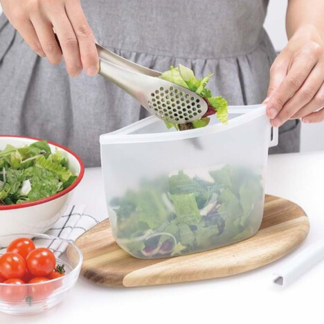 くり返し使えるシリコン保存バッグ1,500㎖ブルー