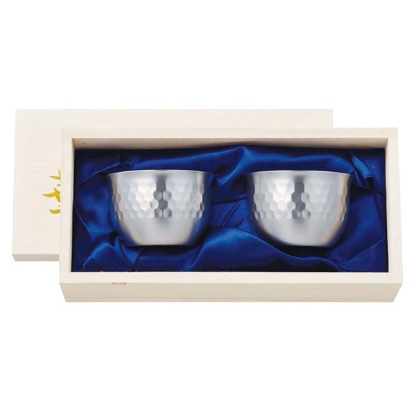 華ぐいのみ 90㎖ 槌目 艶消し 桐箱セット