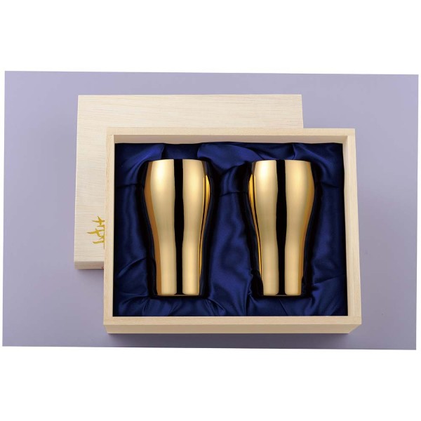 華タンブラー 200㎖ 24金メッキ桐箱セット