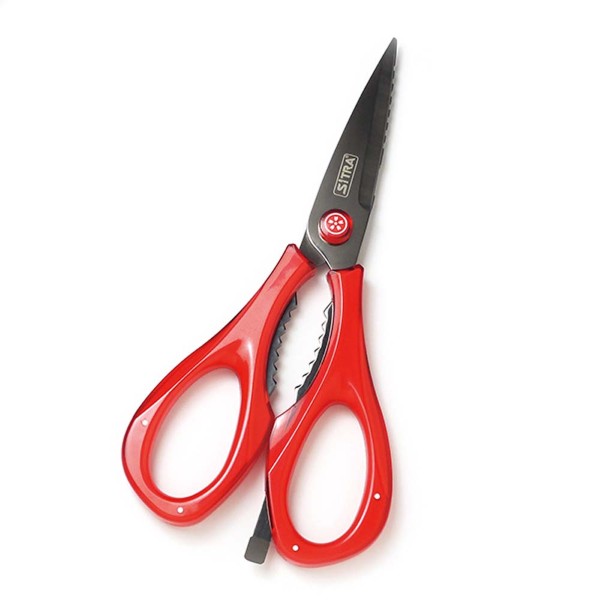 5-in-1 クリアハンドルキッチンハサミ  レッド