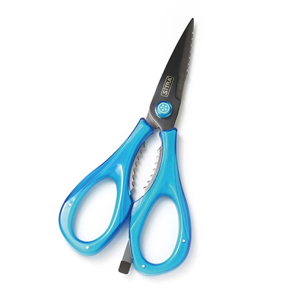 5-in-1 クリアハンドルキッチンハサミ  ブルー