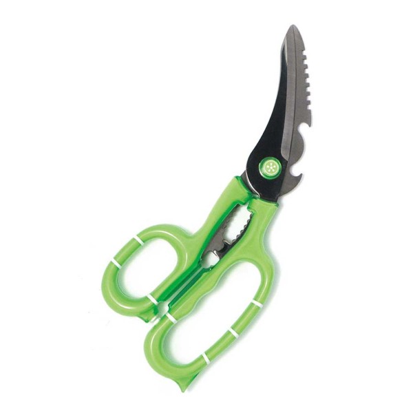 4-in-1クリアハンドルキッチンハサミ 分解式カーブ刃  グリーン