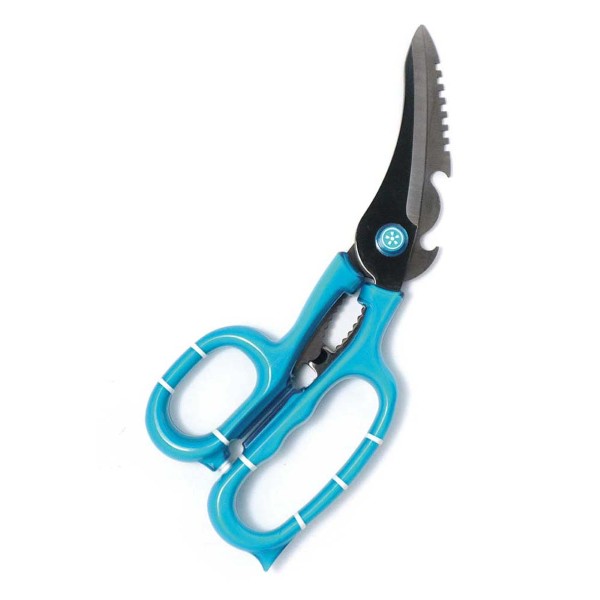 4-in-1クリアハンドルキッチンハサミ 分解式カーブ刃  ブルー