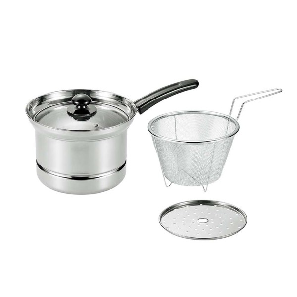 まいにち使いの多用途お鍋 深型片手鍋18cm（ザル・目皿付）