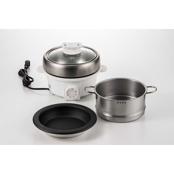 「プチ・プレジール」電気ミニグリル鍋スチーマー付（ホワイト）