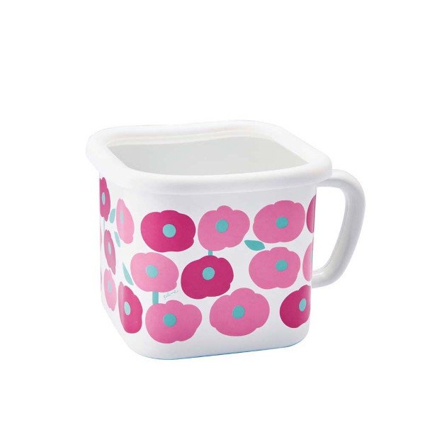 「Plune.」ホーローマルチスクエアポット もこもこお花ピンク