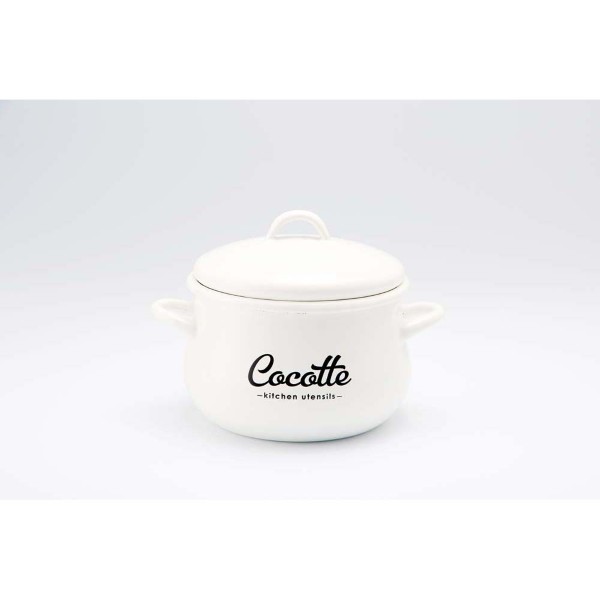 「Lilly White」ホーロー両手鍋16cm「Cocotte」