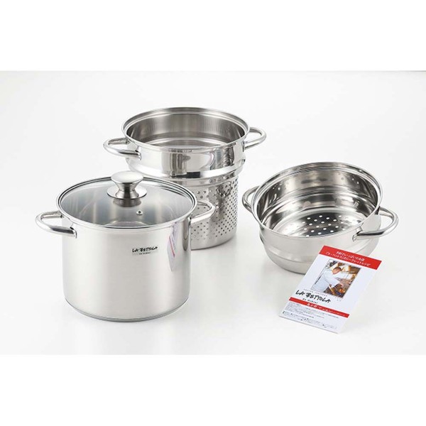 「ラ・ベットラ」IH200V対応スチーム＆パスタポット20cm