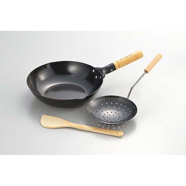 「陳 建一」IH200V対応 北京鍋28cm＆ミニシャーレン（竹ターナー付）