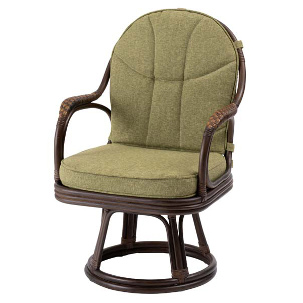 ラタン回転チェア  グリーン