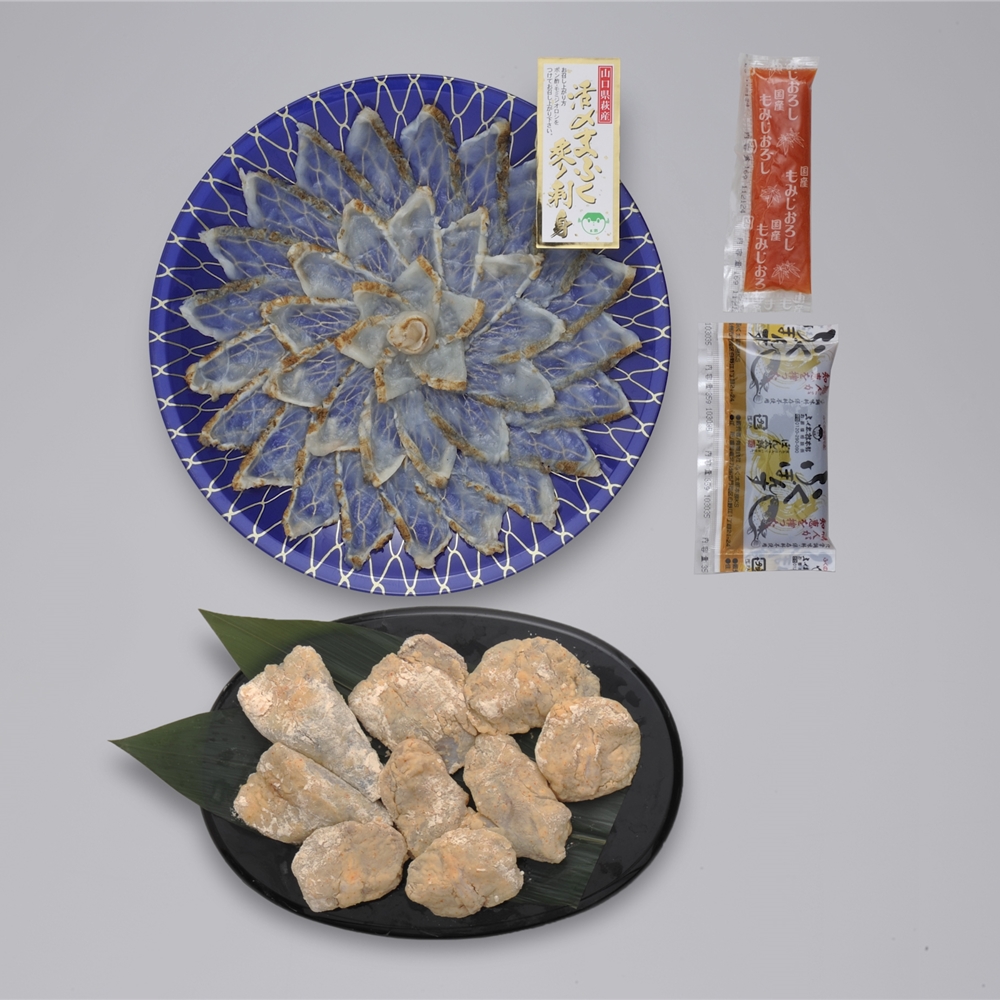 福岡 「ふく太郎本部」 ふく炙り刺身とふくから揚げ