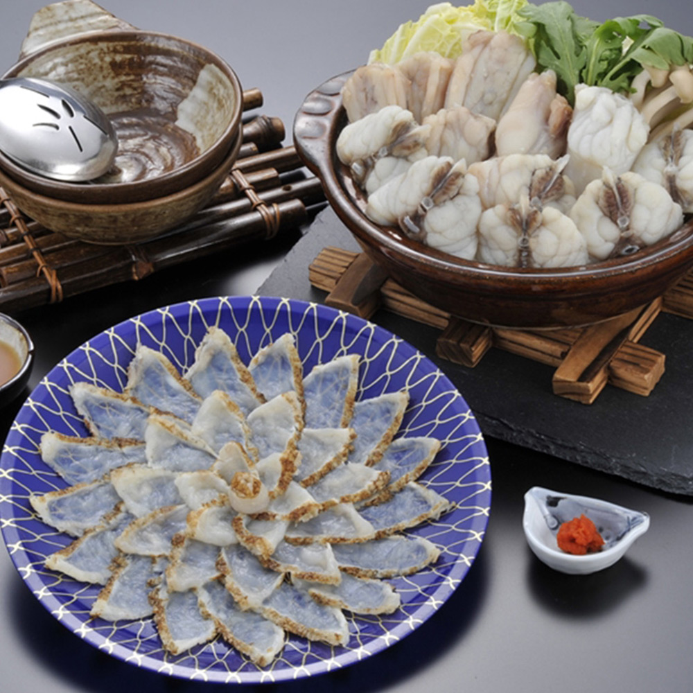 福岡 「ふく太郎本部」 ふく炙り刺身・ちりセット