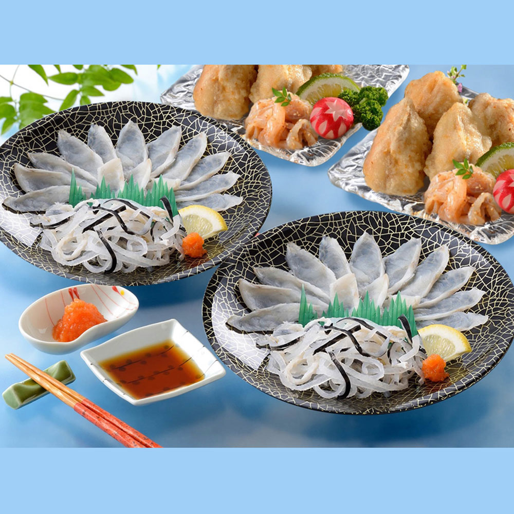 「関とら本店」 ふく薄造りとふく唐揚げ（油調済）セット