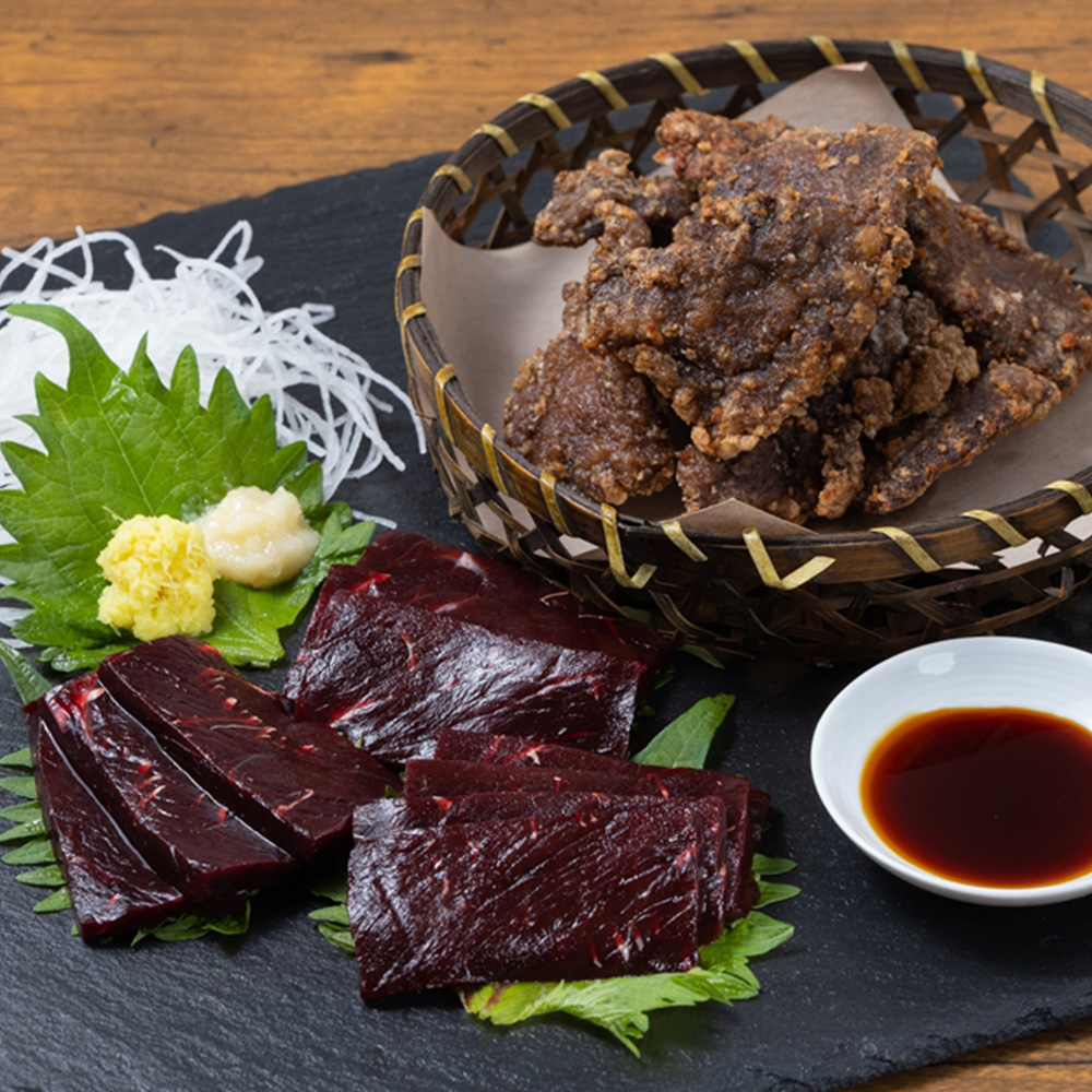 宮城 「木の屋石巻水産」 鯨 竜田揚げ＆赤肉刺身用セット　A