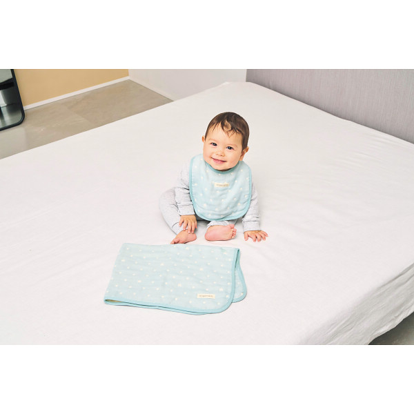 アンジェロラックス　６重ガーゼ　スタイ＆ガーゼケットＳセット　ミントブルー