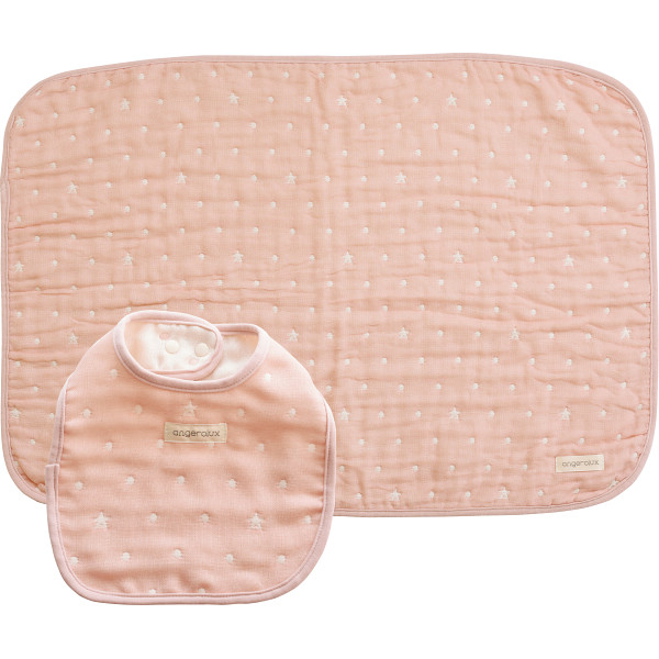 アンジェロラックス　６重ガーゼ　スタイ＆ガーゼケットＳセット　ペールピンク