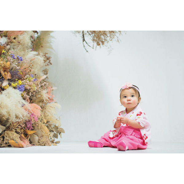 アエナック　梅柄女児袴ロンパースセット