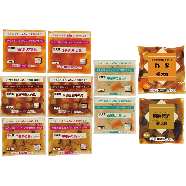 大龍　ミニ丼の具４種＆酢豚・麻婆茄子セット