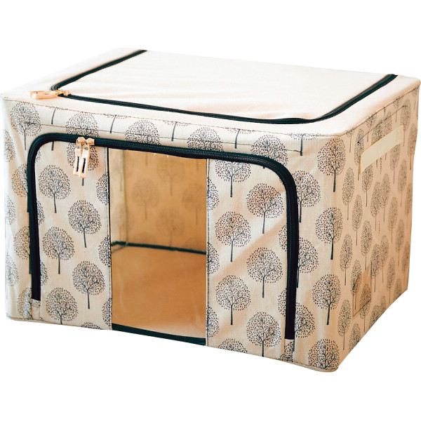 北欧調柄スタッキング窓付き収納ボックス　４個セット　B