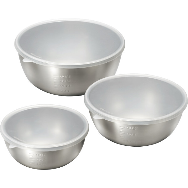 燕三　シリコーン蓋付ステンレスボウル３点セット
