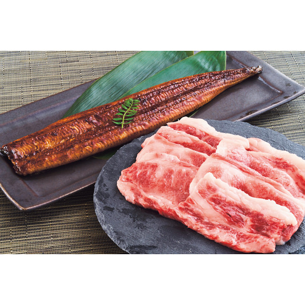 神戸ビーフ（バラ焼肉用）＆うなぎ蒲焼き（国産・長焼き）詰合せ