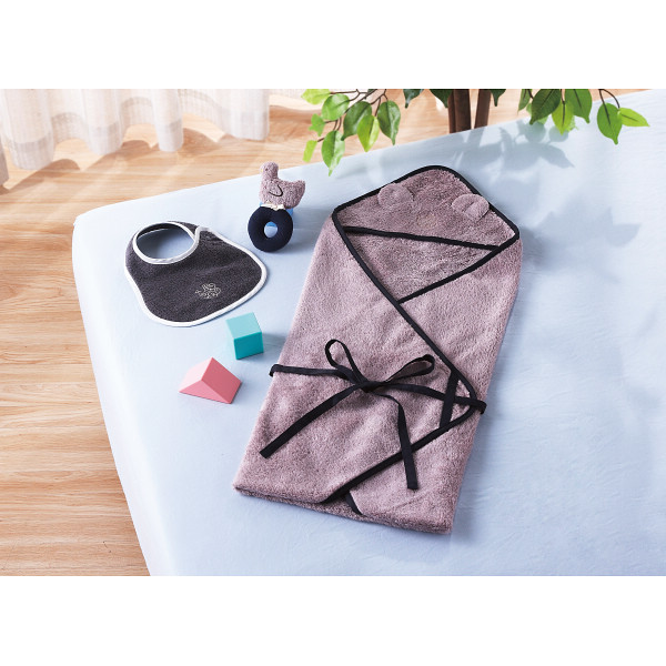 オーガニックコットン　スタイ＆おくるみ＆ガラガラセット　A