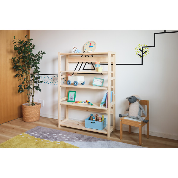 天然木ひのきラック５段